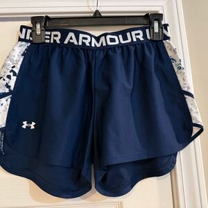 Under Armour Blue Athletic Shorts Moisture-Wicking Elastic Waistband
